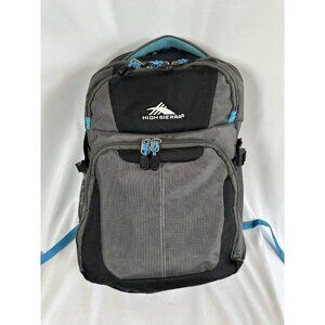 HIGH SIERRA BACKPACK, AQUA/GREY, MULTI-POCKET, 20" X 15", Good COND.